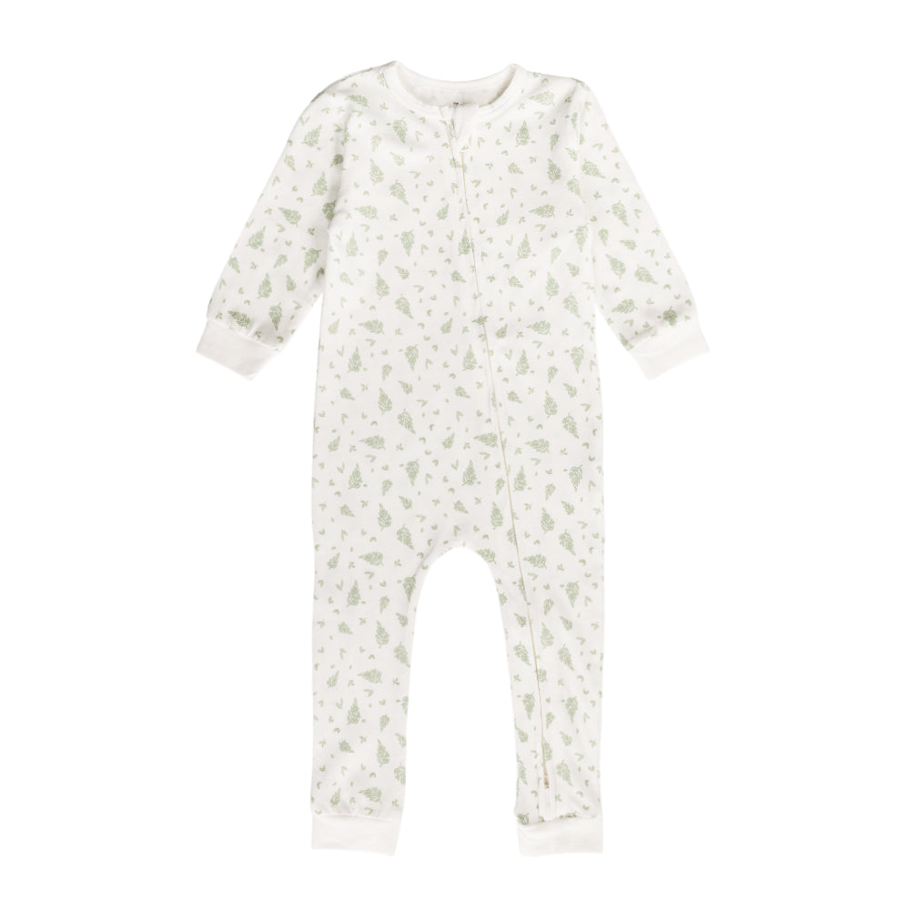 Cotton baby onesie with a subtle pattern on a white background