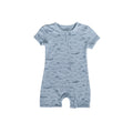 Cotton blue baby romper with fish pattern on a white background