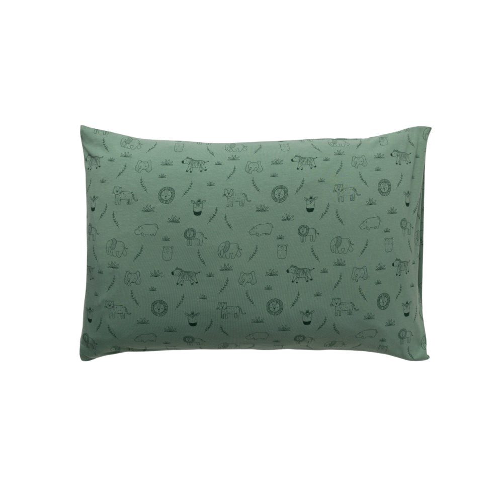 Pillow with Green Safari Pillowcase on a white background