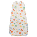 Baby sleeping bag with colorful patterns on a white background