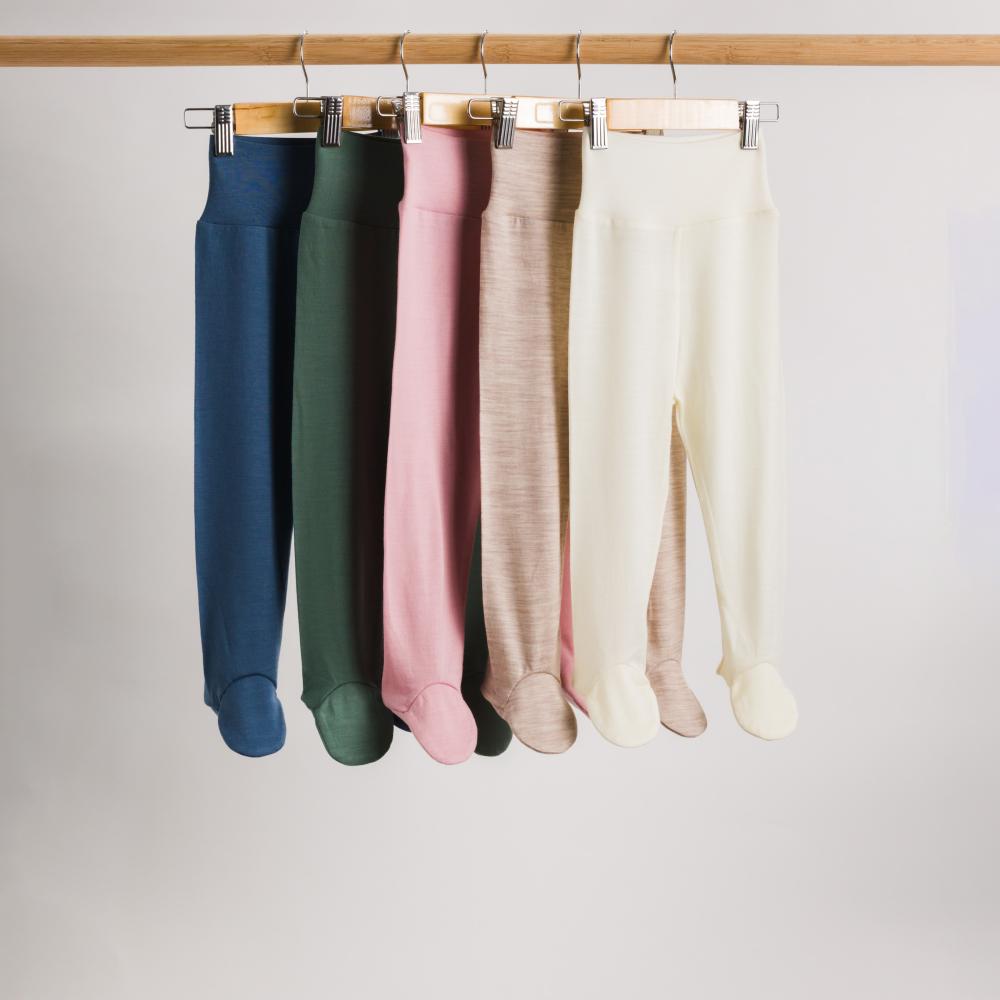 Merino Jersey Footed Pants - Thyme