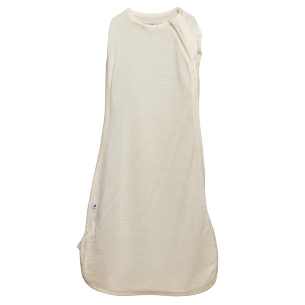 Beige Merino Jersey Zip Swaddle on white background