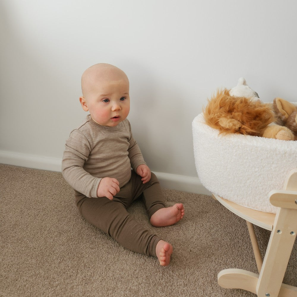 Merino Jersey Long Sleeve Bodysuit - Oat