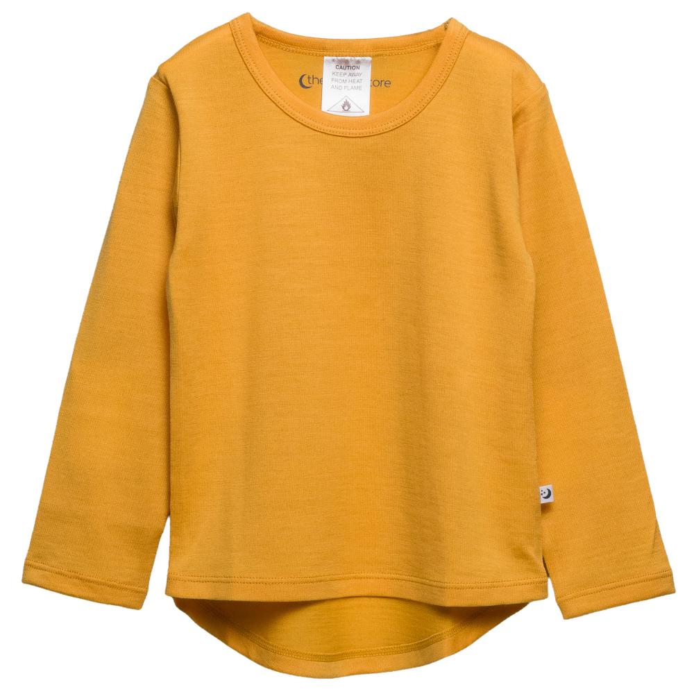 The Sleep Store jersey merino long sleeve children's top with drop hem in yellow