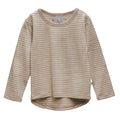 The sleep store beige striped merino long-sleeve shirt on a white background