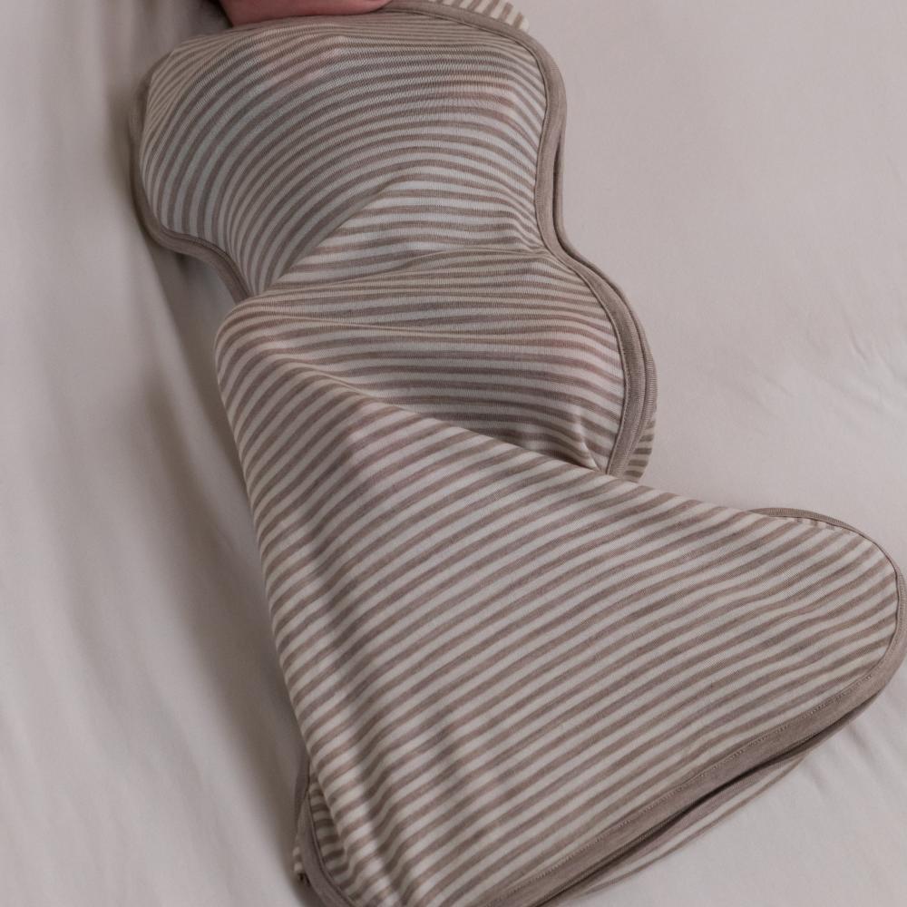 Merino Jersey Zip Swaddle - Thyme Stripe