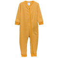 Honey striped jersey merino footless zipsuit on a white background
