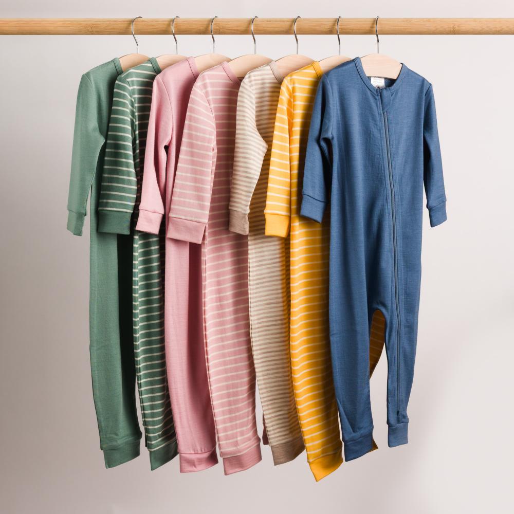 Merino Jersey Zipsuit - Lily Pink Stripe