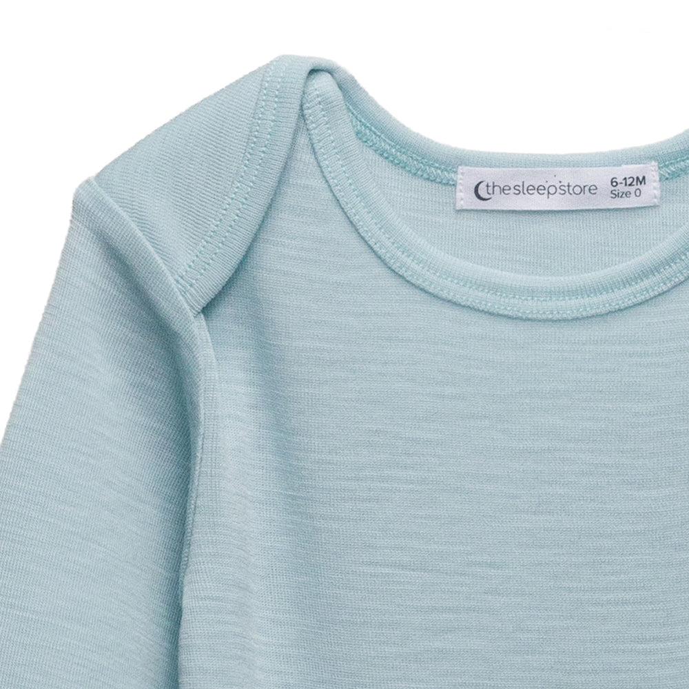 Merino Deluxe Rib Long Sleeve Bodysuit - Soft Sky