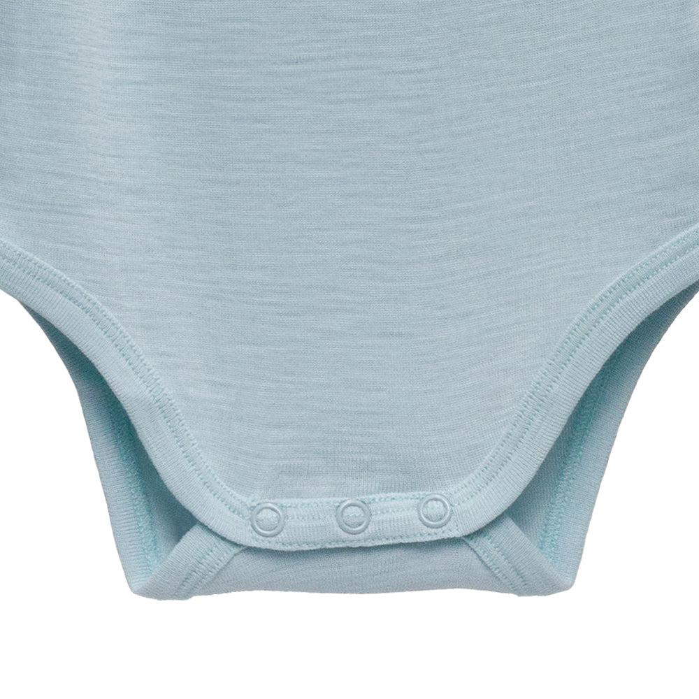 Merino Deluxe Rib Long Sleeve Bodysuit - Soft Sky