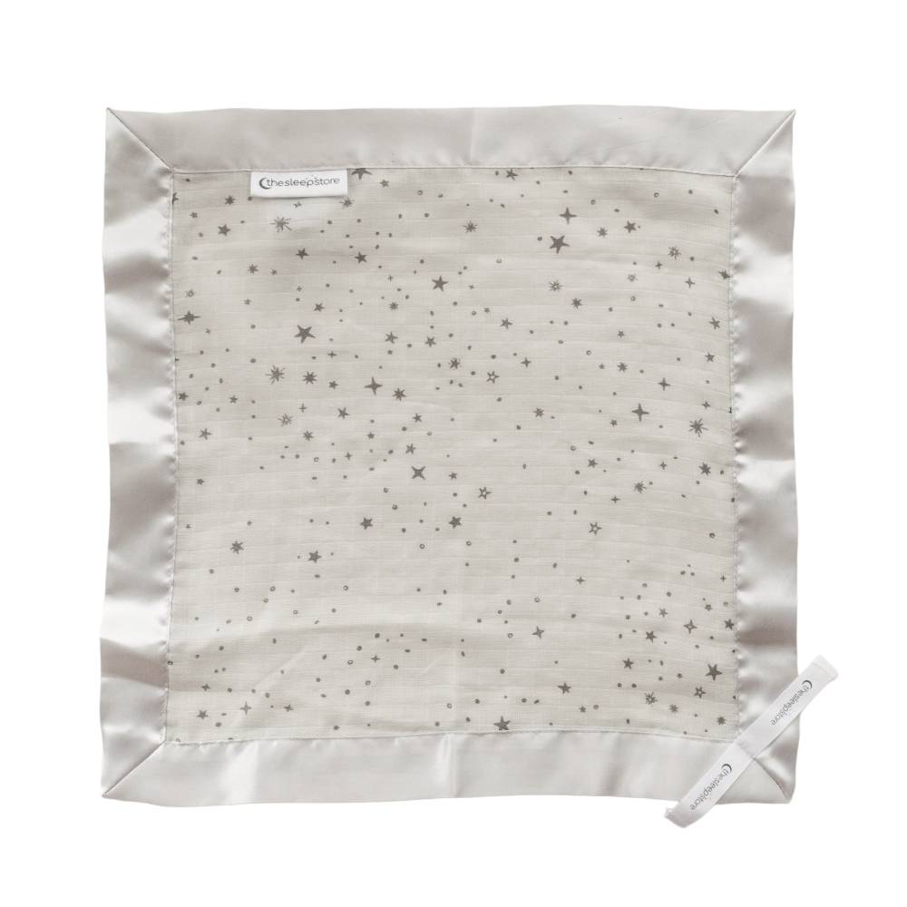 The Sleep Store cotton muslin comforter with satin edge, in beige and grey star print