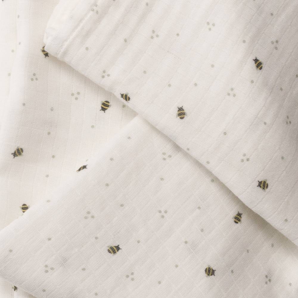 Deluxe Muslin Swaddle - Natural Bee