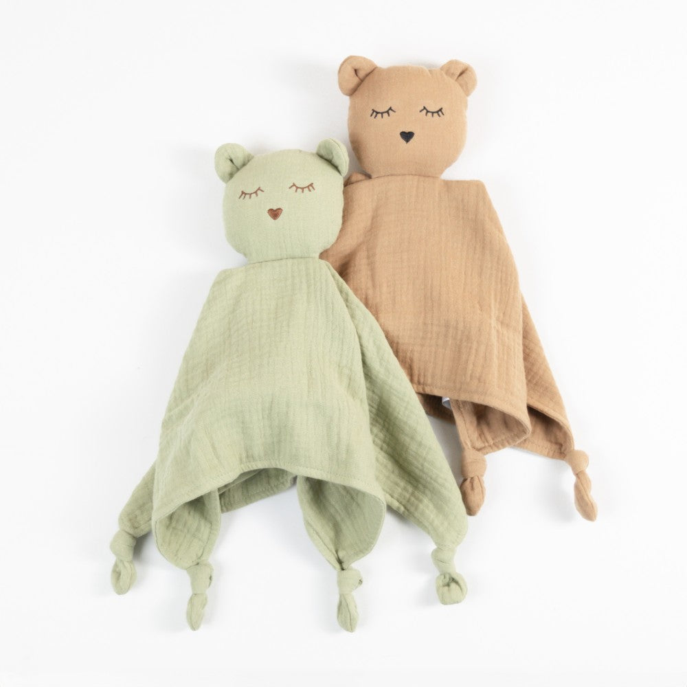 Sleepy Bear Muslin Comforter - Sage