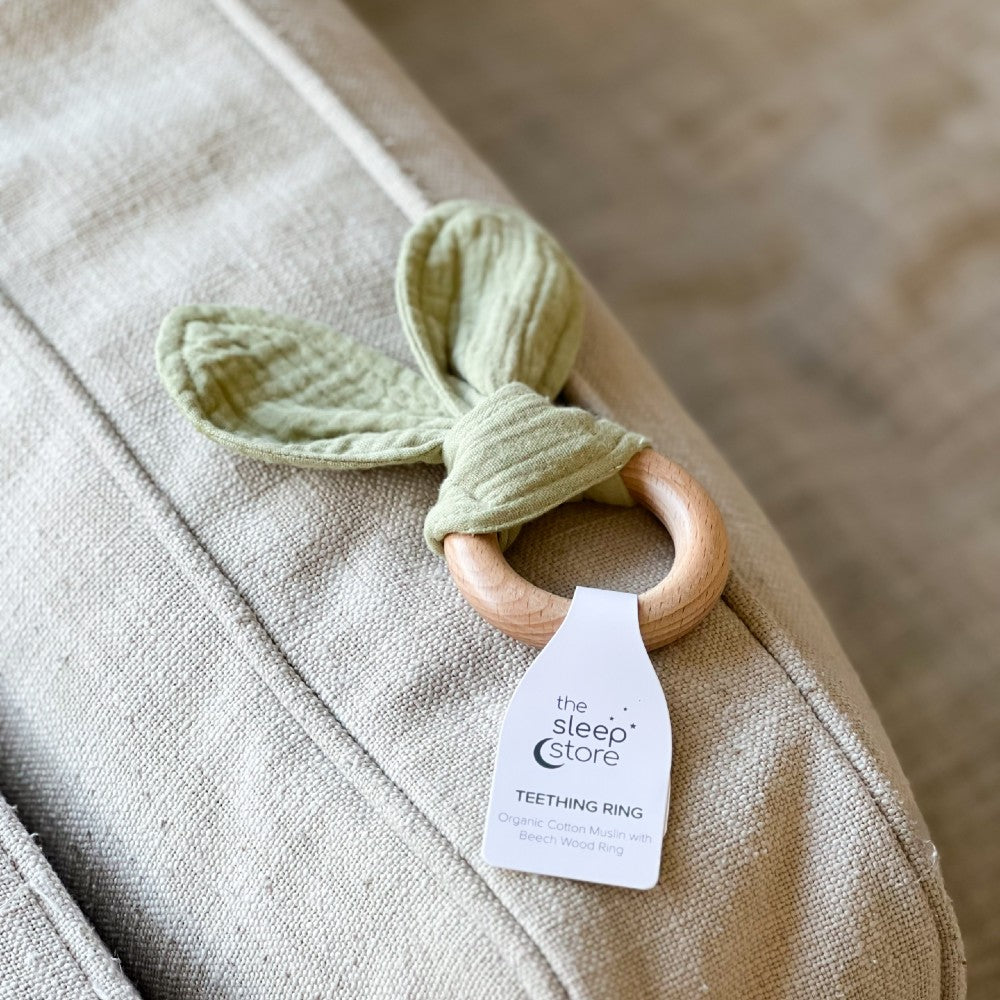 Muslin & Wood Teether - Sage
