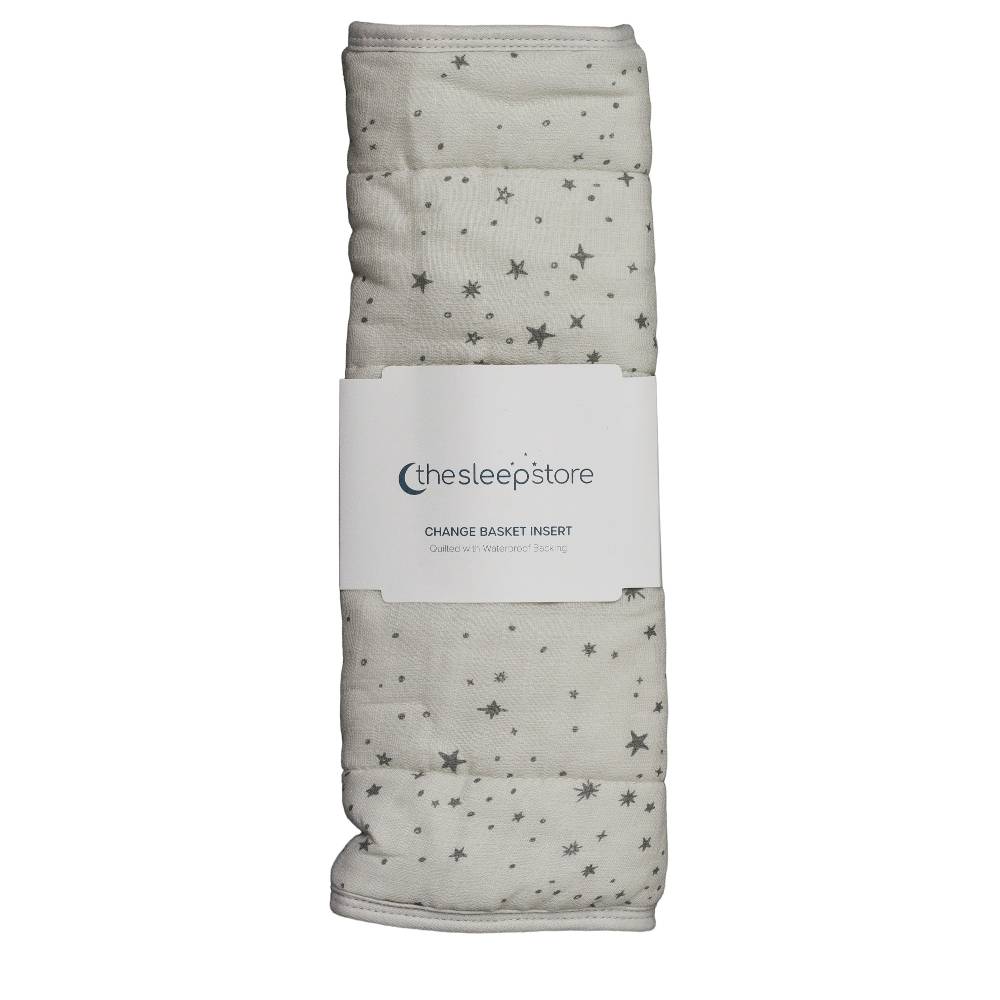 Quilted Change Basket Pad - Dove Stars