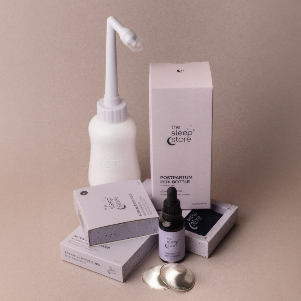 Collection of postpartum care products by the sleep store