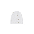 Cream bees print beanie on a white background