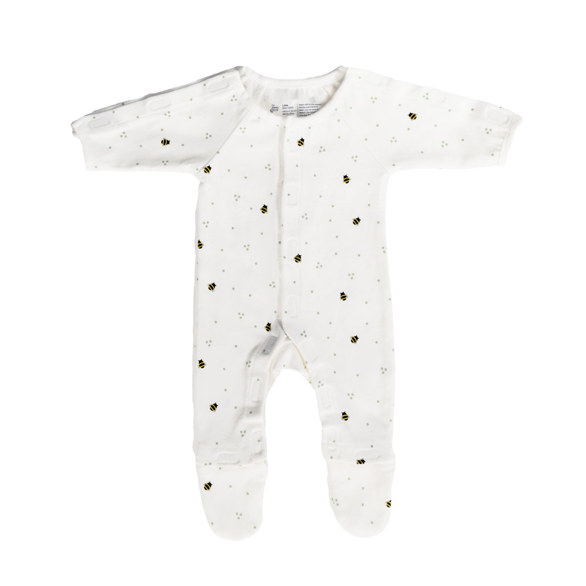 Cream Bees Print Small Baby Onesie on a white background