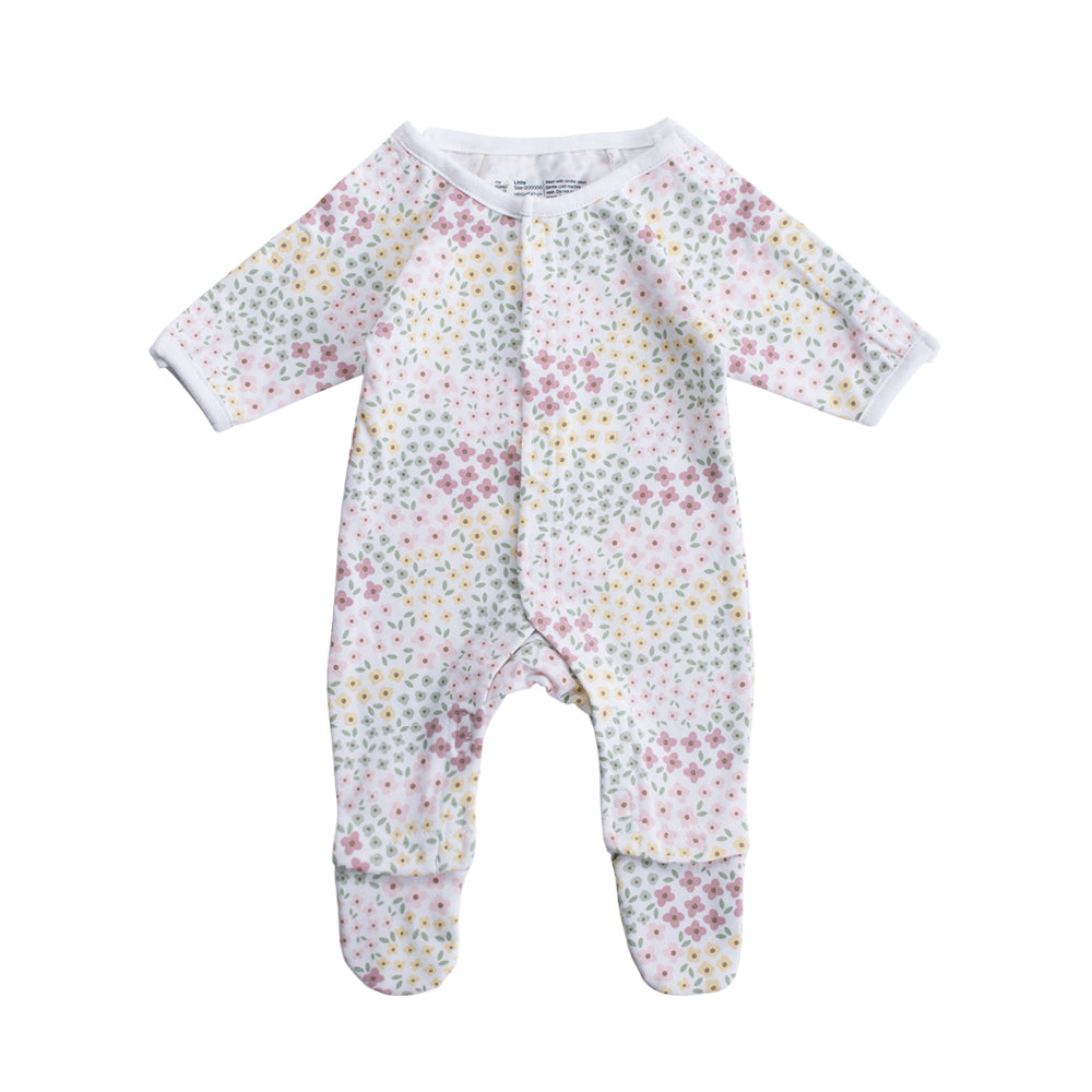 Floral Print Small Baby Onesie on a white background
