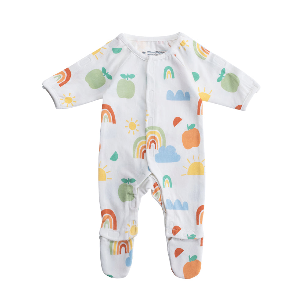 Rainbow Print Small Baby Onesie on a white background