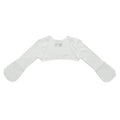 White organic cotton long-sleeve baby mitten sleeves on a white background