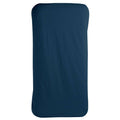 Navy blue fitted sheet on a travel bed  on a white background