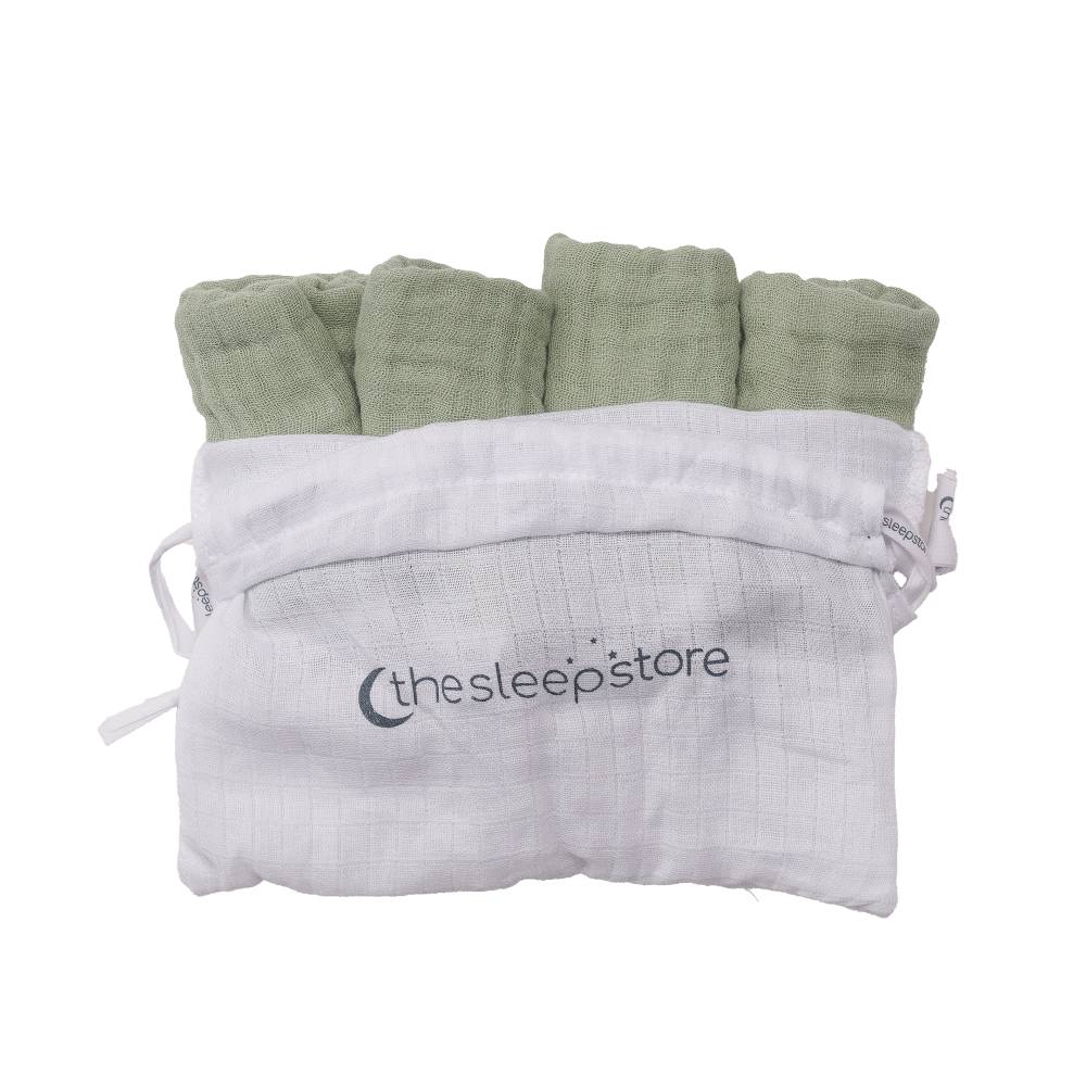 Muslin Face Cloth 4pk - Sage
