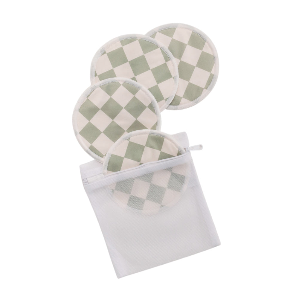 Bamboo Reusable Breast Pads - 2 pairs - Moss Check