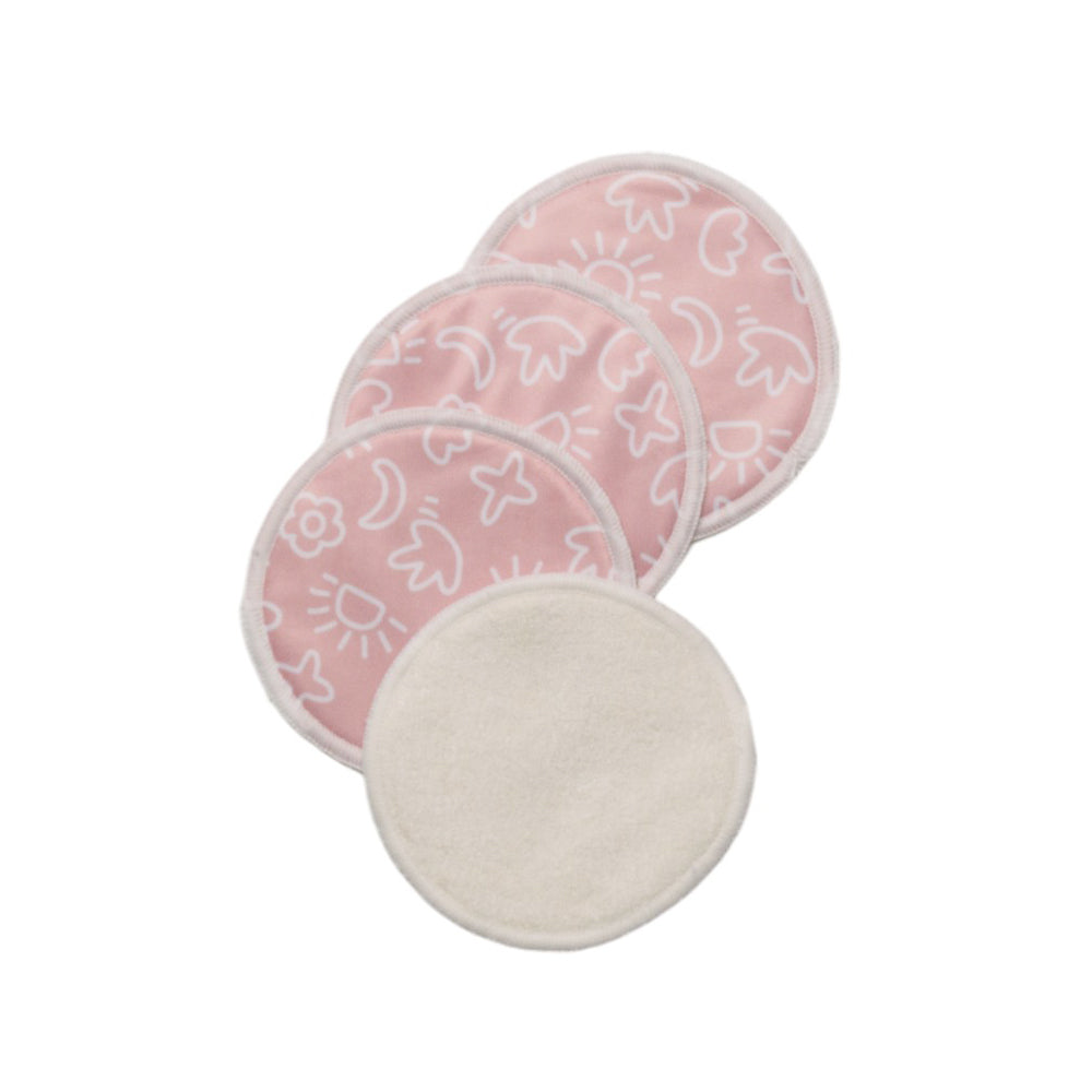 Bamboo Reusable Breast Pads - 2 pairs - Pink Pop Art