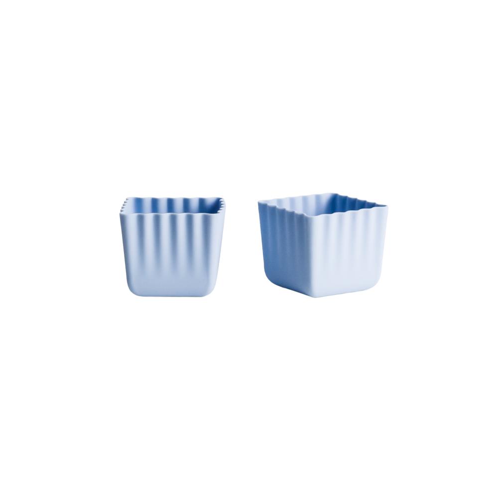 2 Blue Silicone cups on a white background