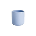 Dusty blue silicone toddler training cup on a white background