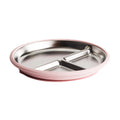 Stainless Steel divided plate with pink silicone on a white background