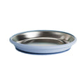 Stainless Steel flat plate with blue silicone on a white background
