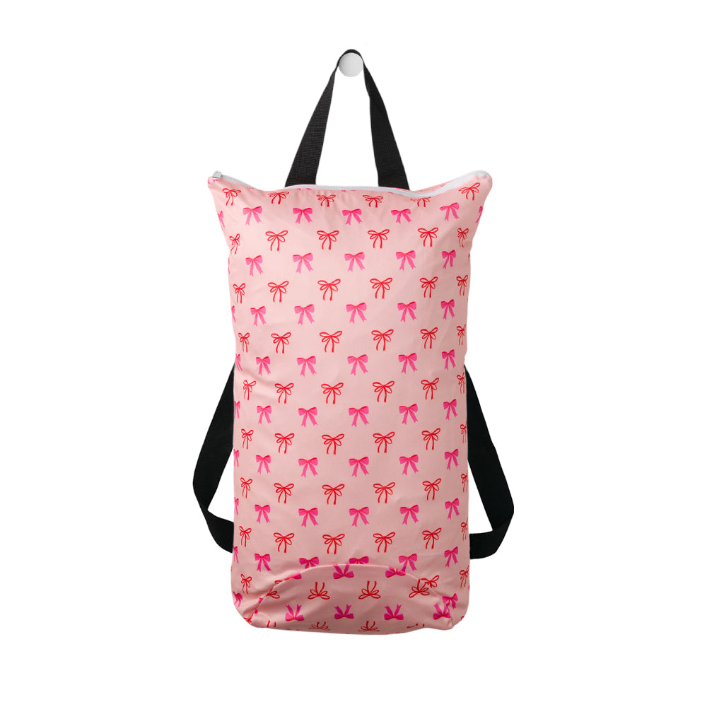 Large Swim Wet Bag with Bows print on a white background