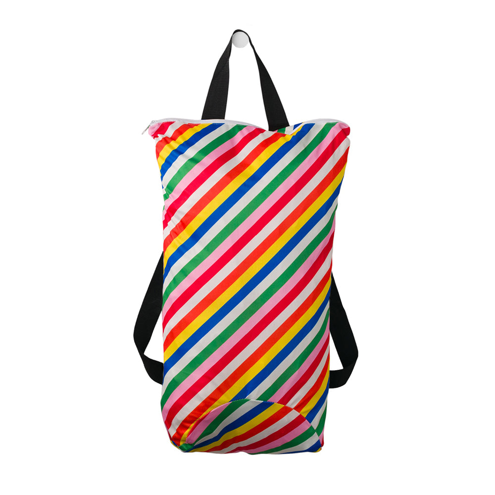 Large Swim Wet Bag in a diagonal print on a white background