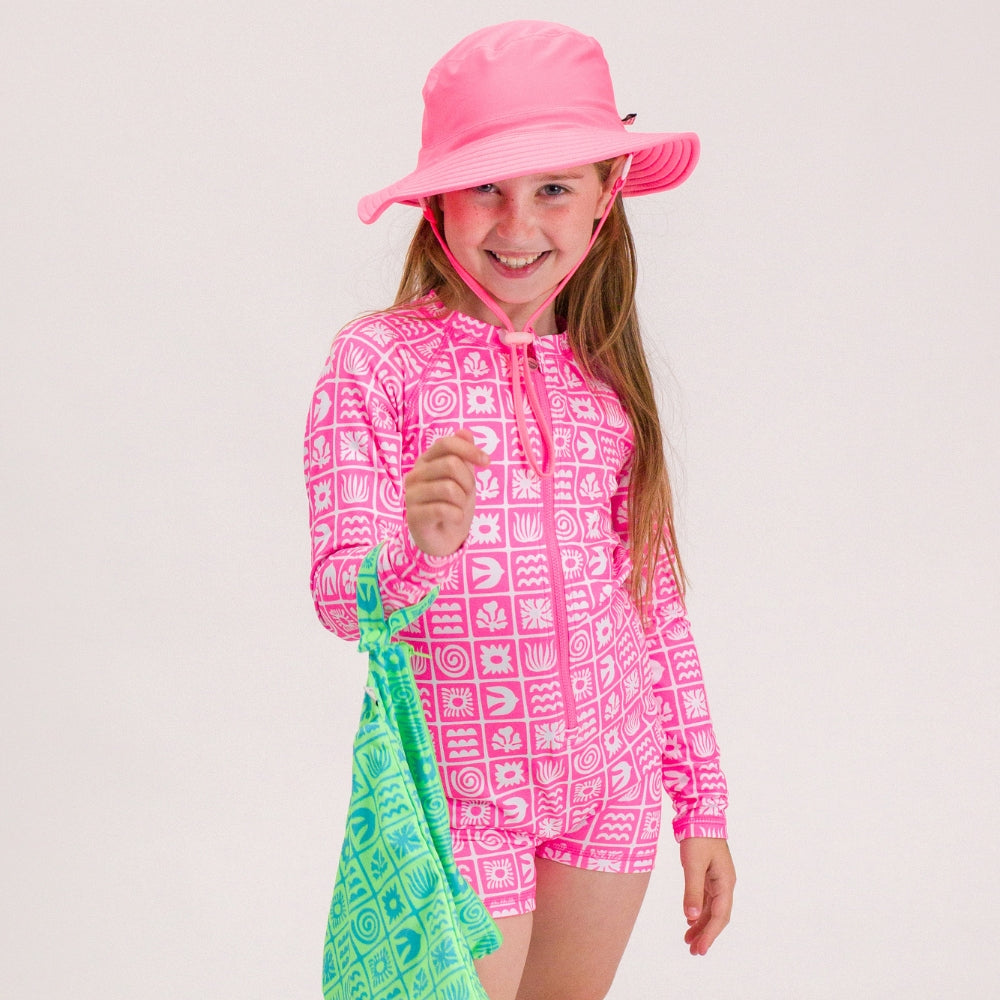 Aqualuxe Extra Shortie Swimsuit - Neon Pink Retro Surf