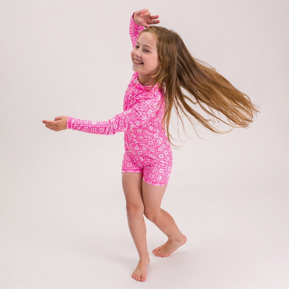 Aqualuxe Extra Shortie Swimsuit - Neon Pink Retro Surf