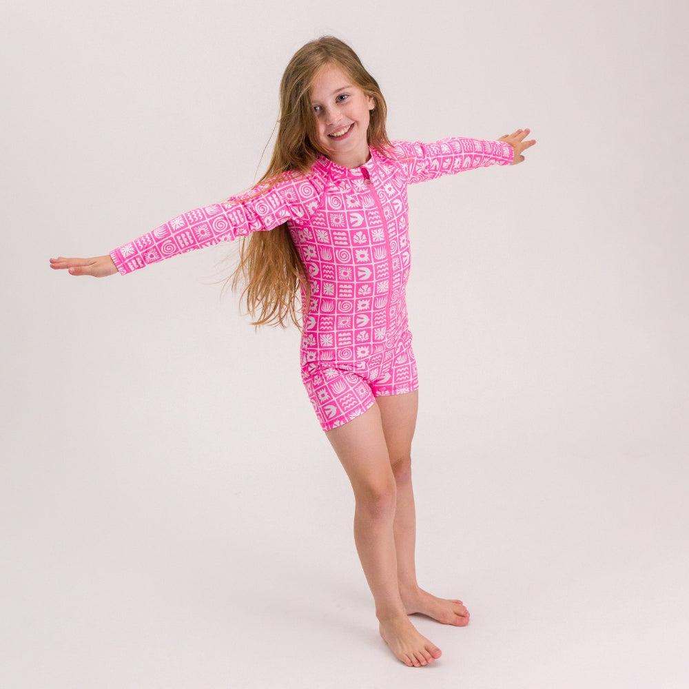 Aqualuxe Extra Shortie Swimsuit - Neon Pink Retro Surf