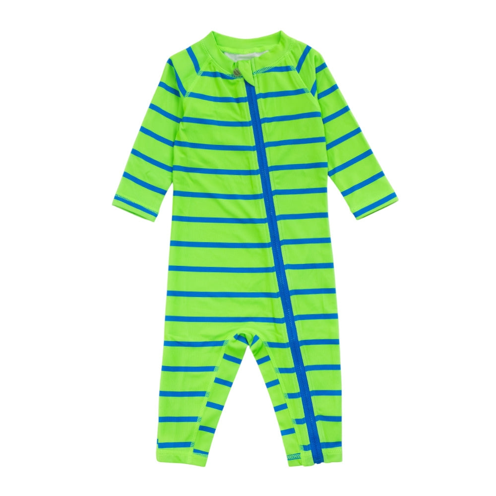 AquaLuxe Full Swimsuit - Neon Green Stripe