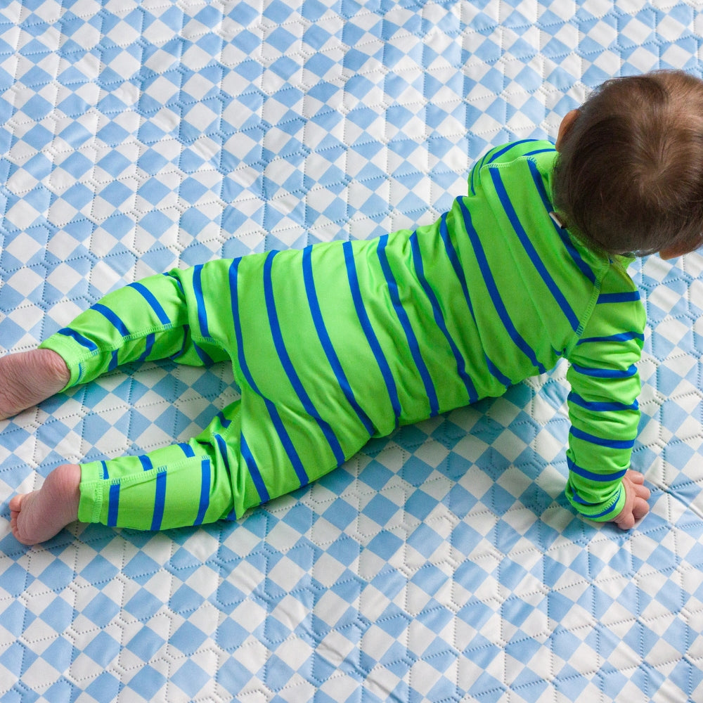 AquaLuxe Full Swimsuit - Neon Green Stripe
