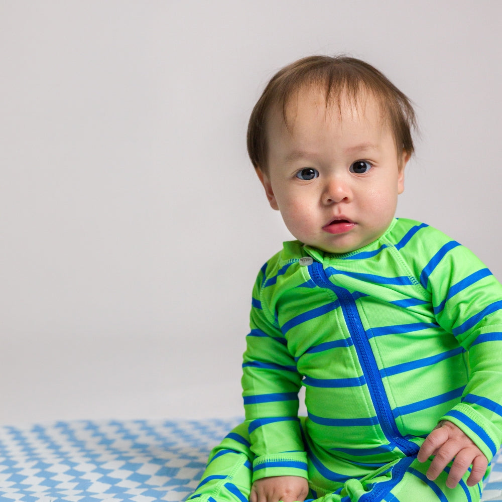 AquaLuxe Full Swimsuit - Neon Green Stripe