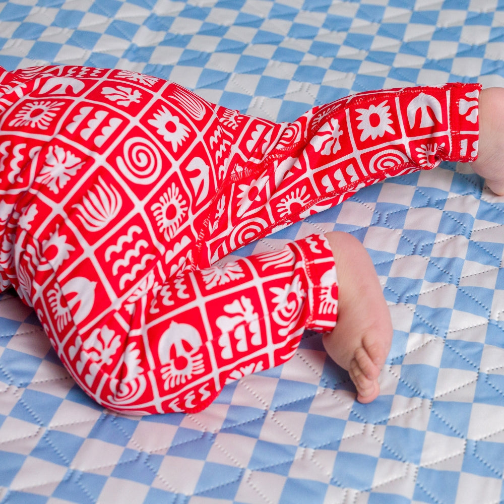 AquaLuxe Full Swimsuit - Red Retro Surf