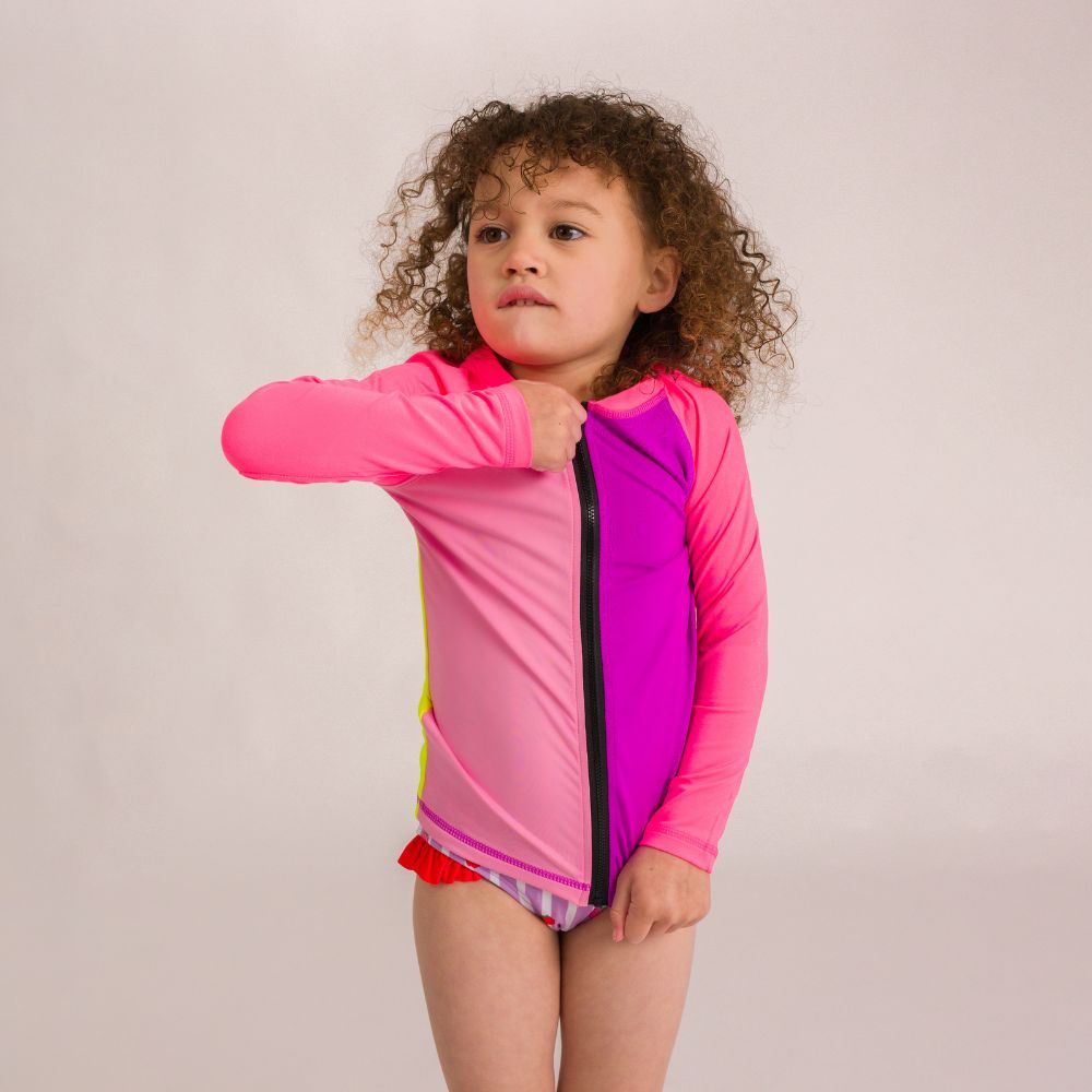 AquaLuxe Zip Rashie - Spliced Ripple