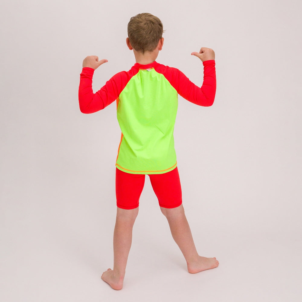 AquaLuxe Swim Shorts - Neon Red
