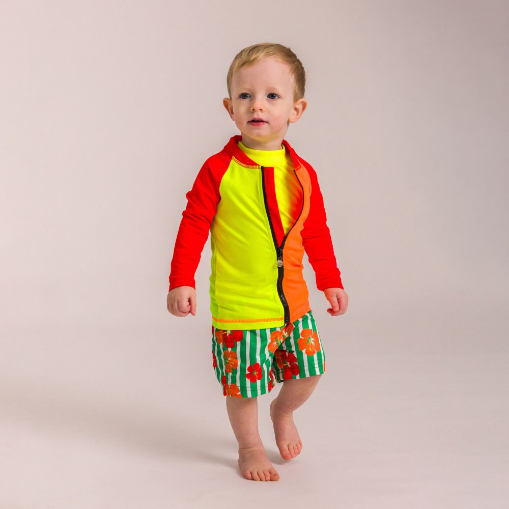 Boardshorts - Stripe Hibiscus