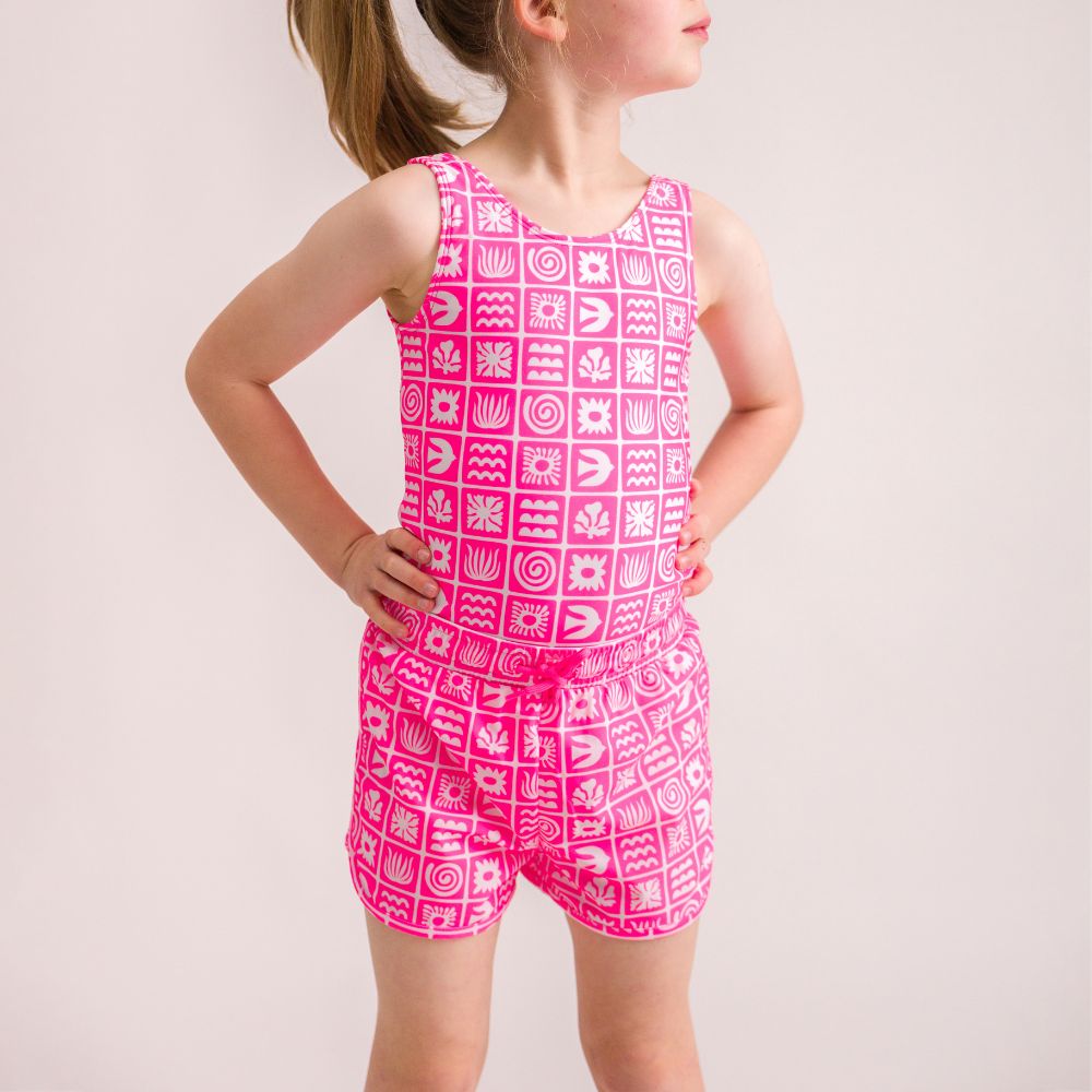 Neon Short Boardies - Neon Pink Retro Surf