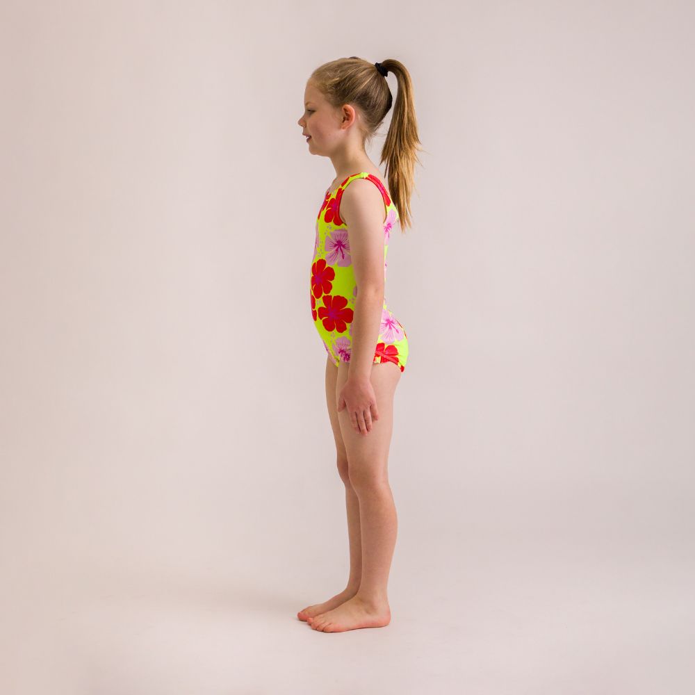 Neon Girls Swimsuit - Hibiscus