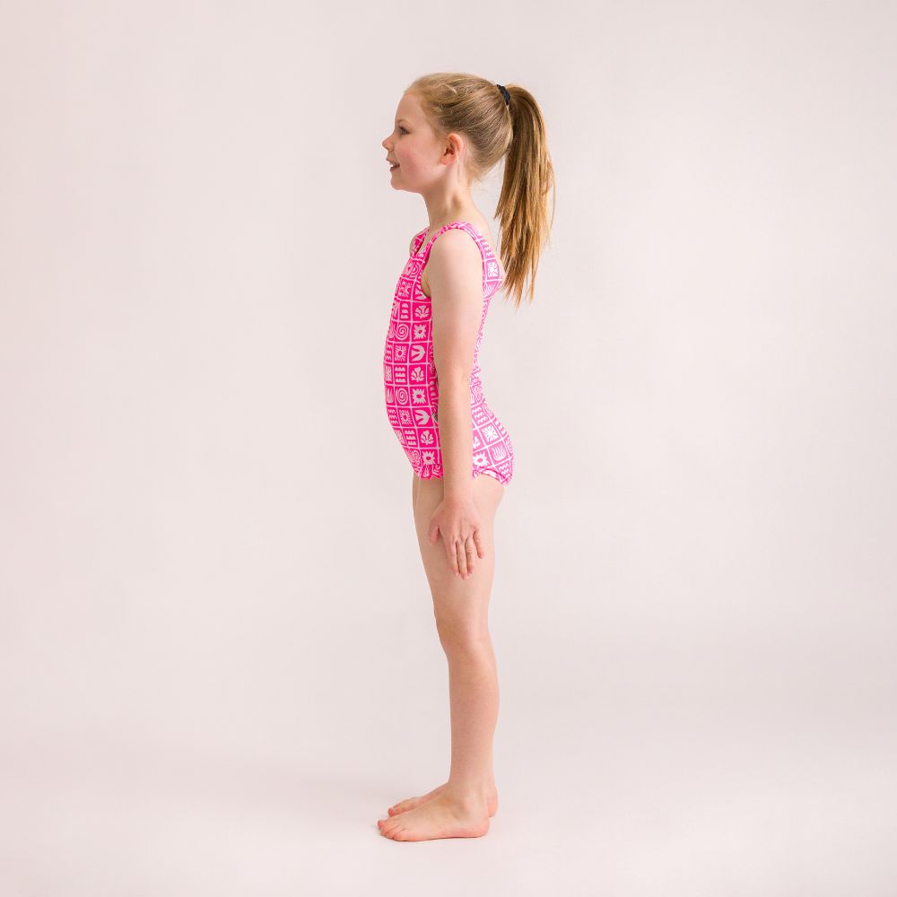 Neon Girls Swimsuit - Neon Pink Retro Surf