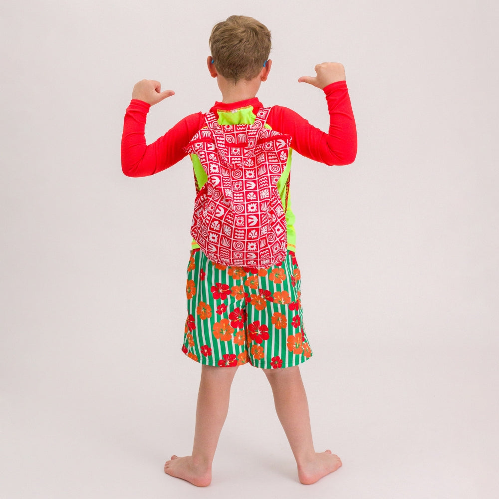 Large Swim Wet Bag - Red Retro Surf