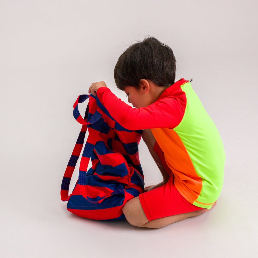 Large Swim Wet Bag - Red Royal Stripe